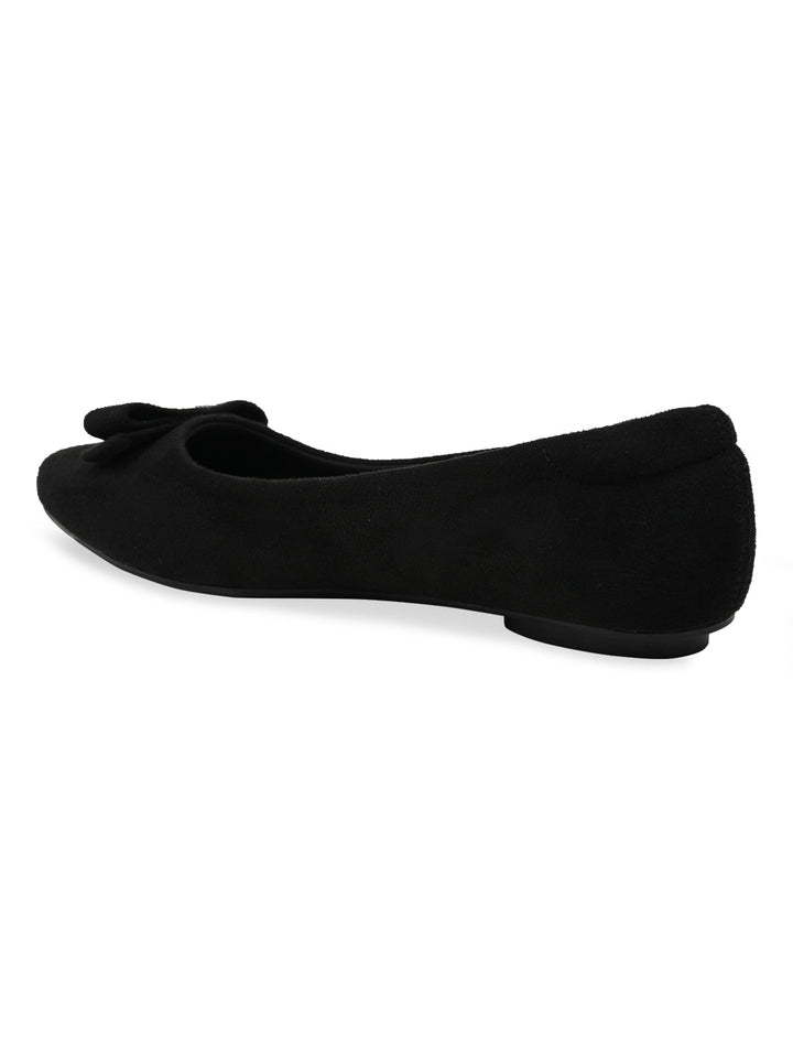 Rocia By Regal Black Women Suede Bow Ballerinas
