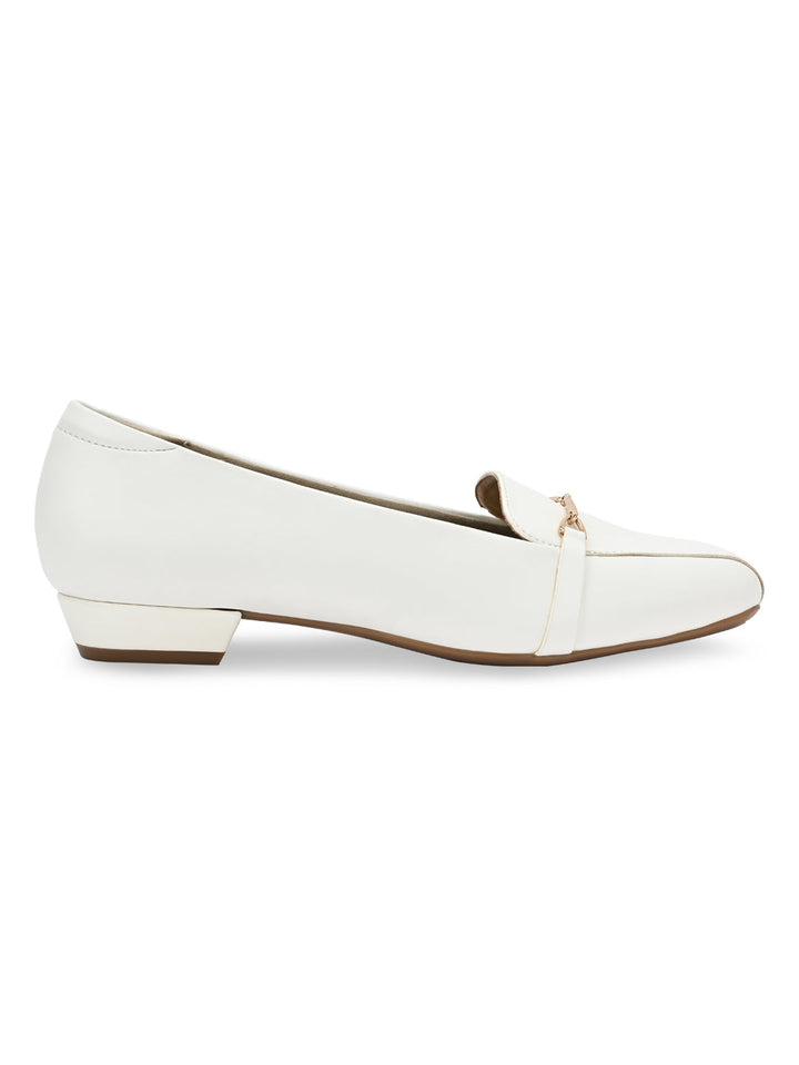 Rocia By Regal White Women Classic Square Toe Pumps