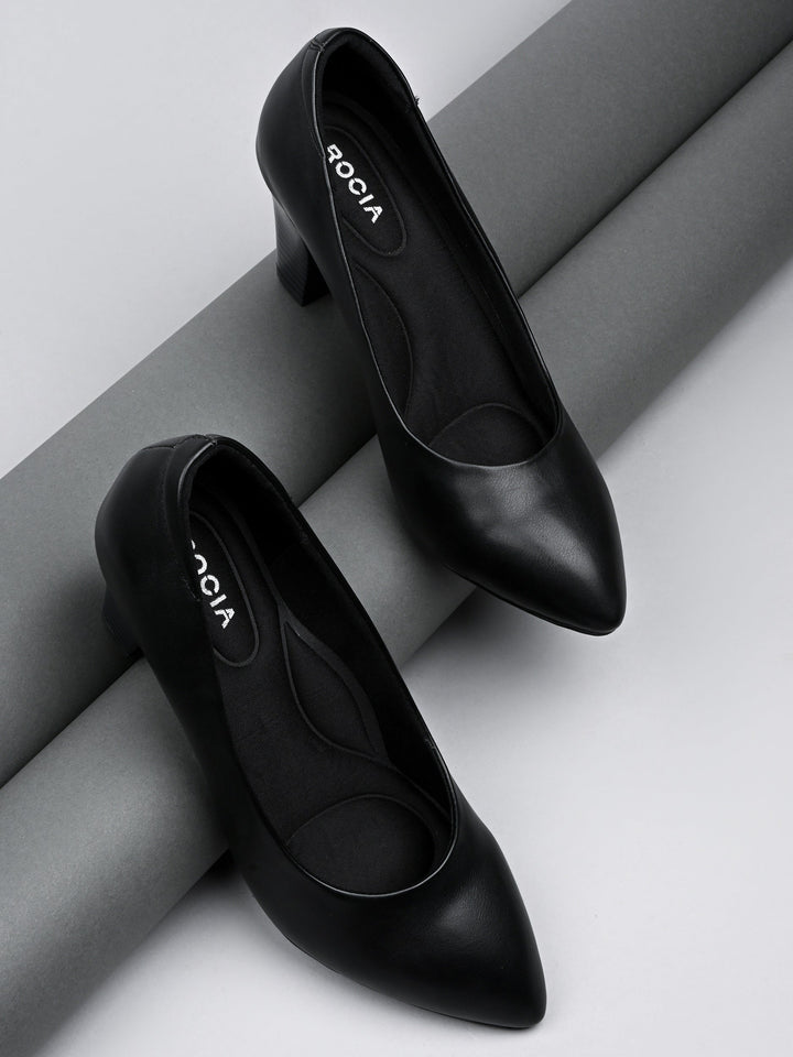 Rocia By Regal Black Women Stacking Heel Pumps