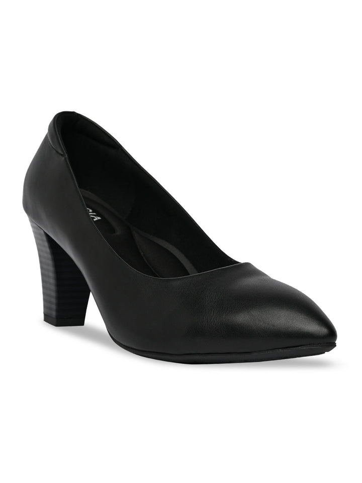 Rocia By Regal Black Women Stacking Heel Pumps
