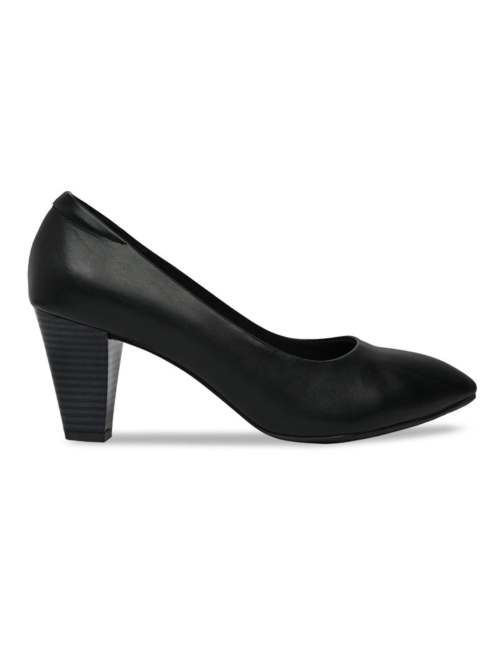 Rocia By Regal Black Women Stacking Heel Pumps