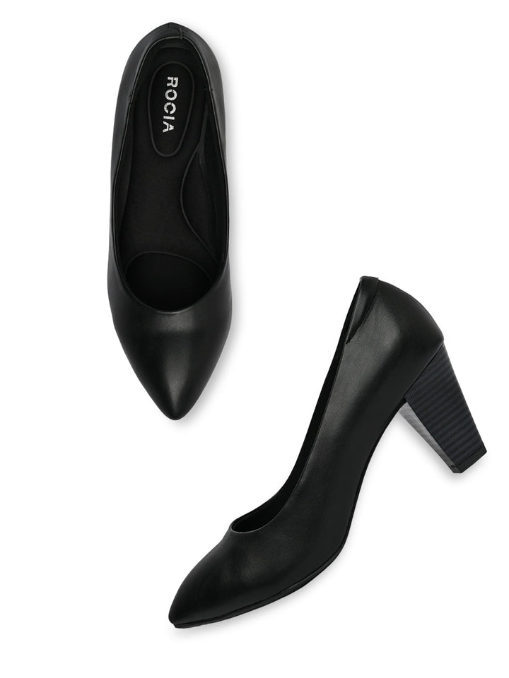 Rocia By Regal Black Women Stacking Heel Pumps