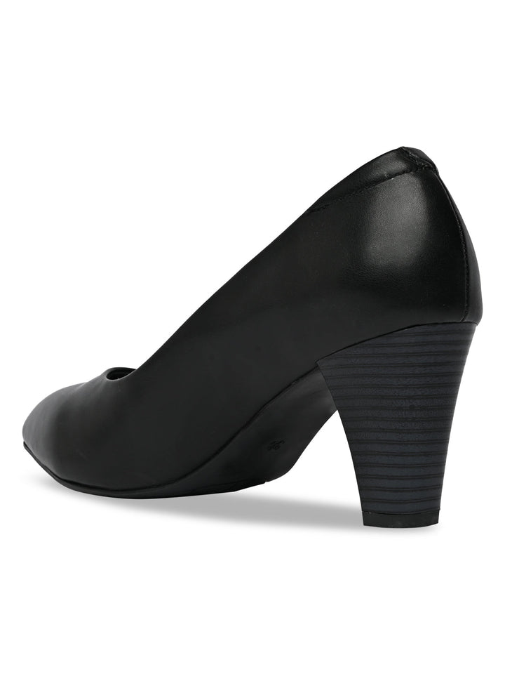 Rocia By Regal Black Women Stacking Heel Pumps