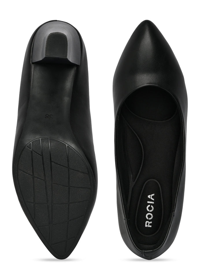 Rocia By Regal Black Women Stacking Heel Pumps