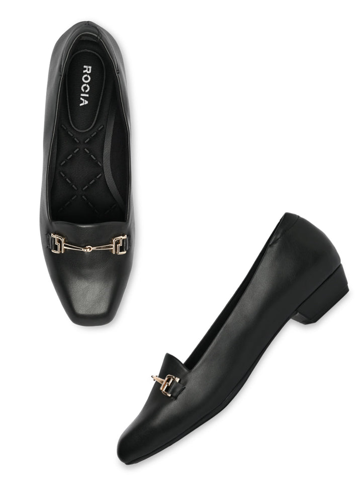 Rocia By Regal Black Women Square Toe Workwear Pumps