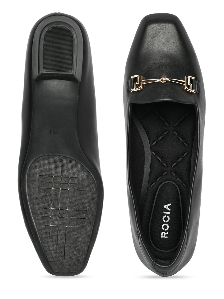 Rocia By Regal Black Women Square Toe Workwear Pumps