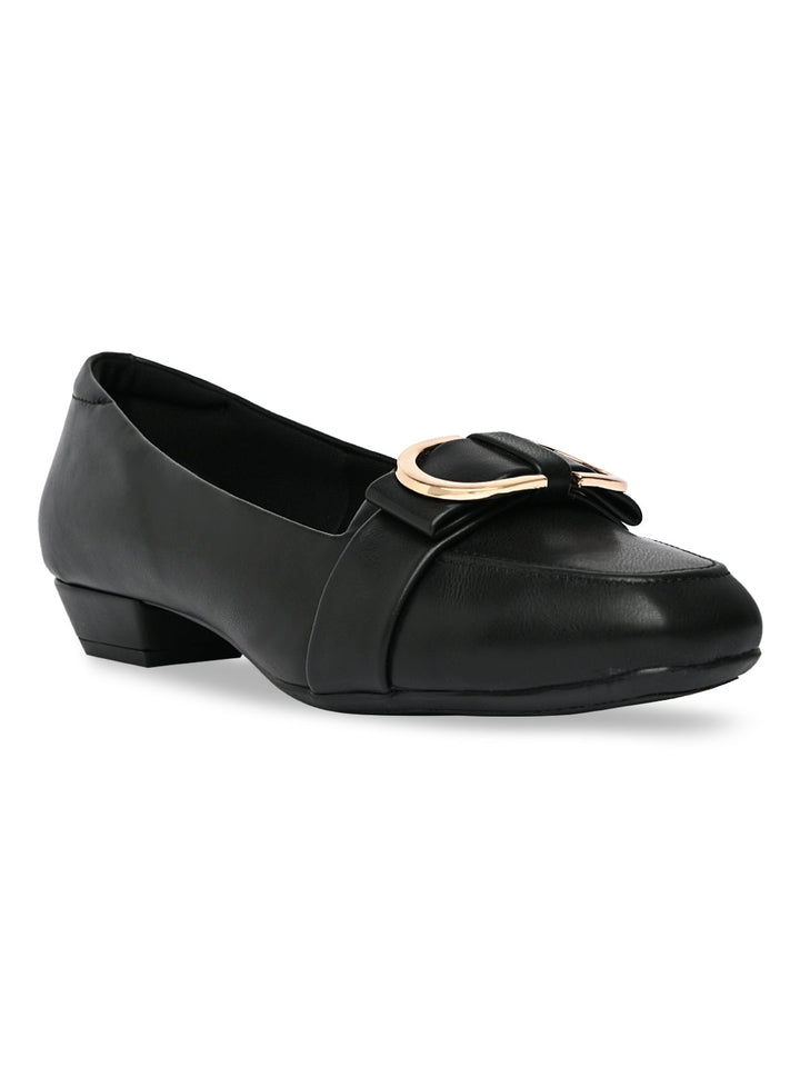Rocia By Regal Black Women Square Toe Buckled Work Wear Pumps