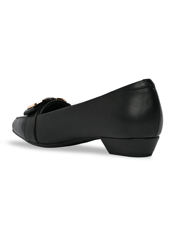 Rocia By Regal Black Women Square Toe Buckled Work Wear Pumps