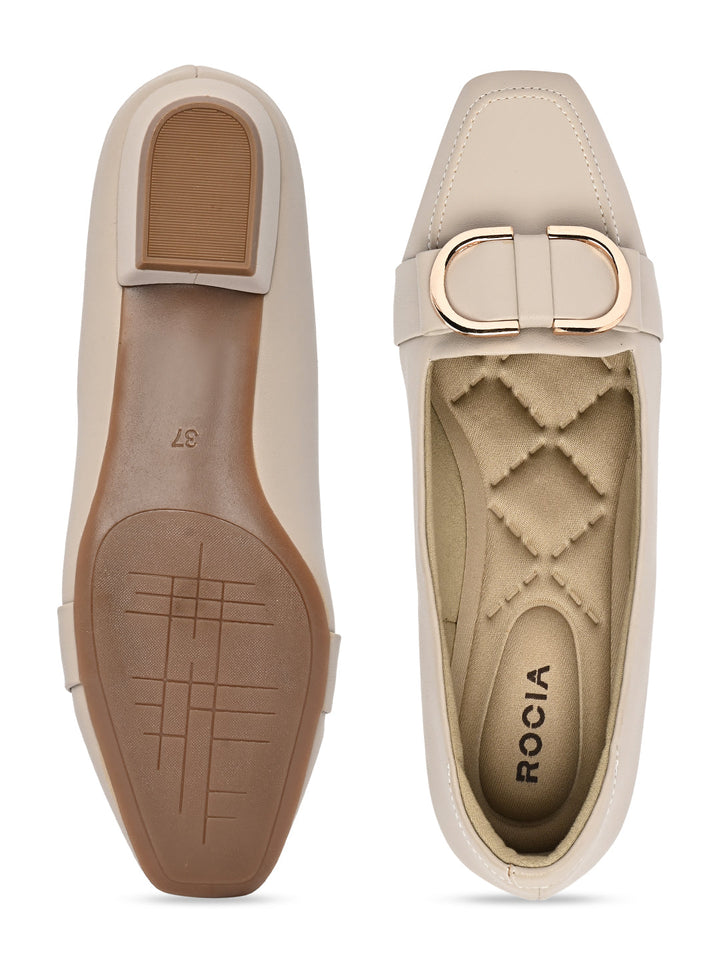 Rocia By Regal Grey Women Square Toe Buckled Work Wear Pumps