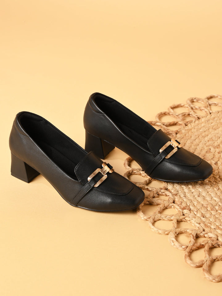 Rocia By Regal Black Women Buckled Work Pumps