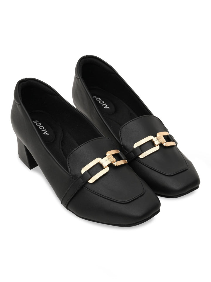 Rocia By Regal Black Women Buckled Work Pumps