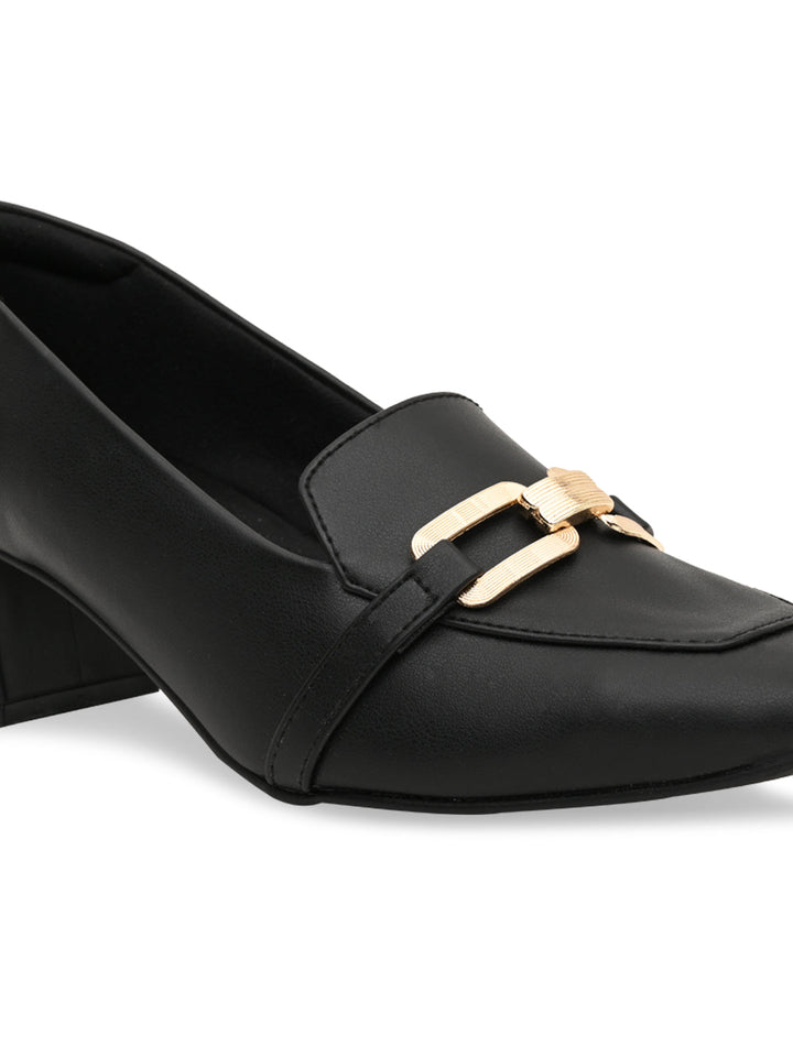Rocia By Regal Black Women Buckled Work Pumps