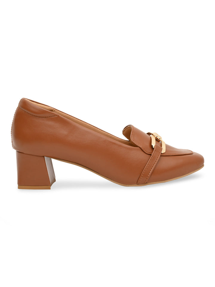 Rocia By Regal Tan Women Buckled Work Pumps