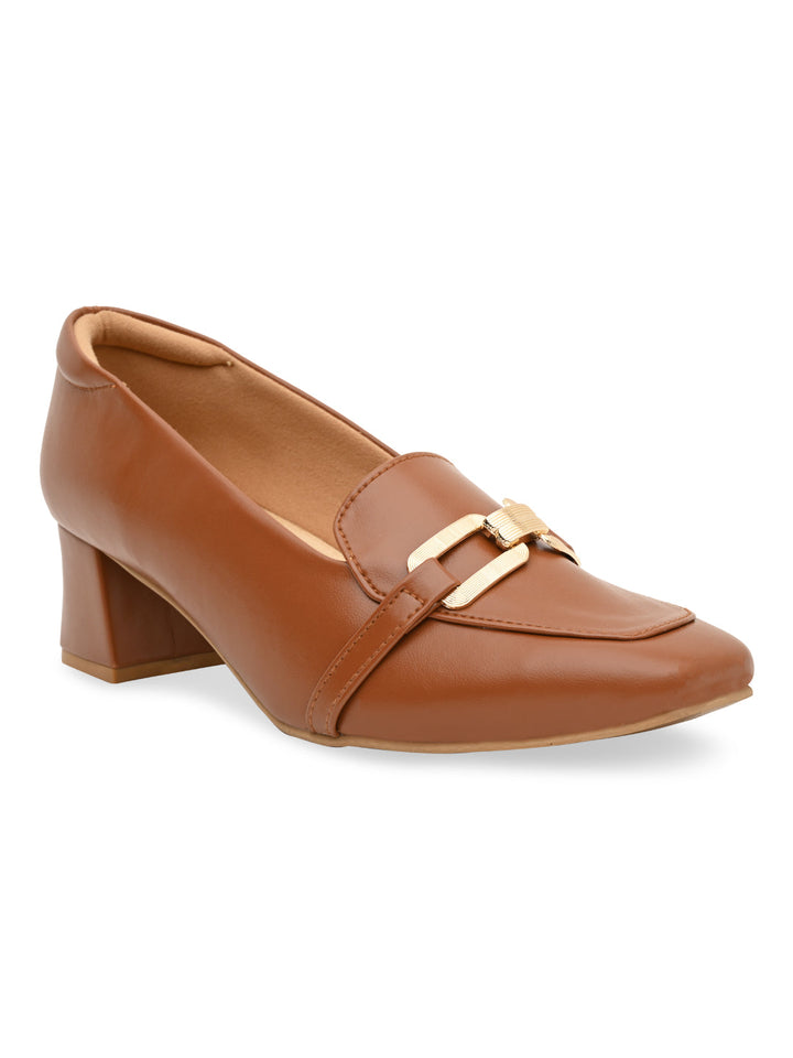 Rocia By Regal Tan Women Buckled Work Pumps
