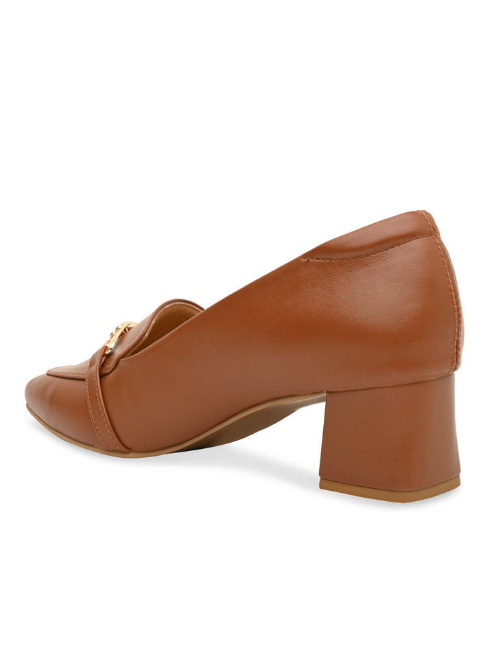 Rocia By Regal Tan Women Buckled Work Pumps