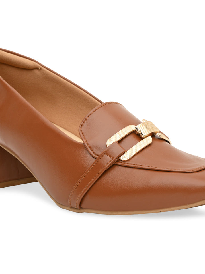 Rocia By Regal Tan Women Buckled Work Pumps
