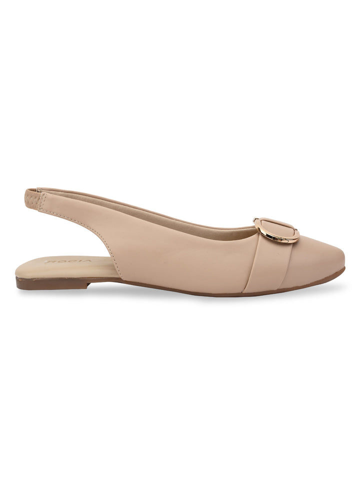 Rocia By Regal Beige Women Buckled Flat Slingbacks