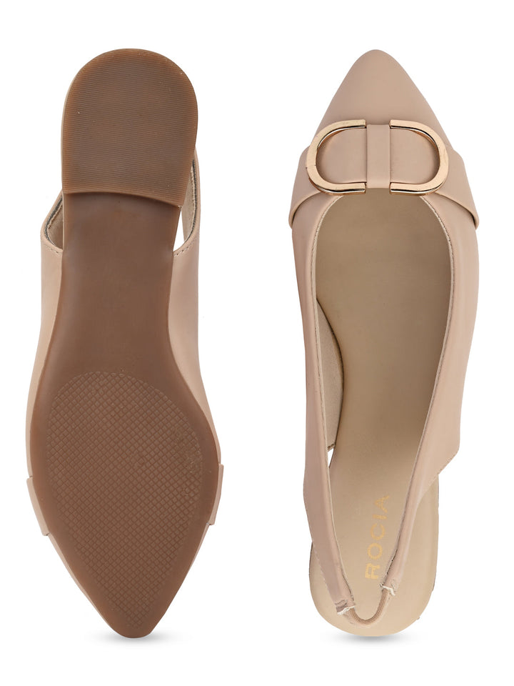 Rocia By Regal Beige Women Buckled Flat Slingbacks