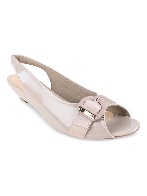 Rocia By Regal Beige Women Peep Toe Sling Backs