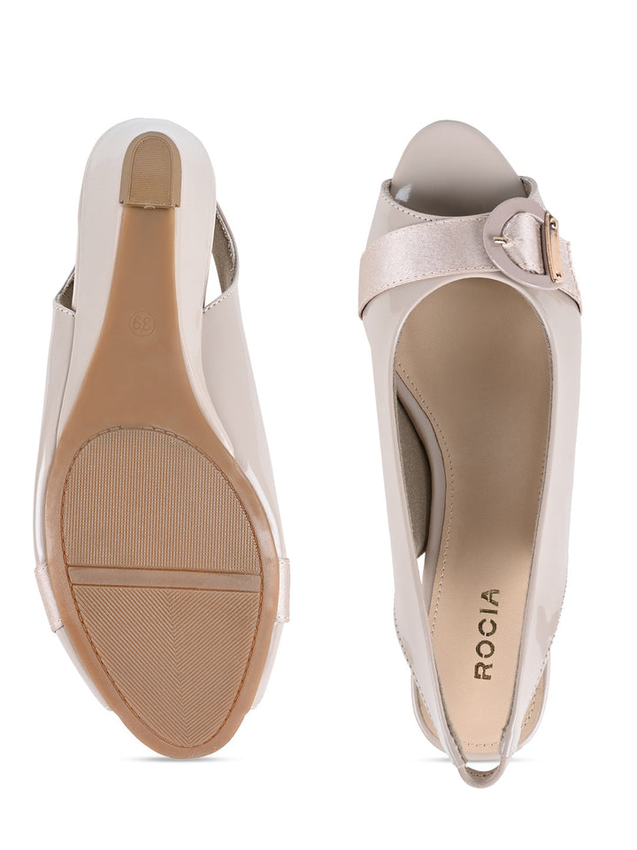 Rocia By Regal Beige Women Peep Toe Sling Backs