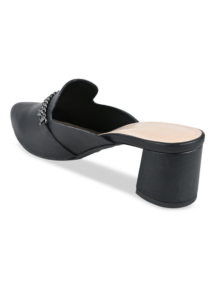 Rocia By Regal Black Women Chain Embellished Mules