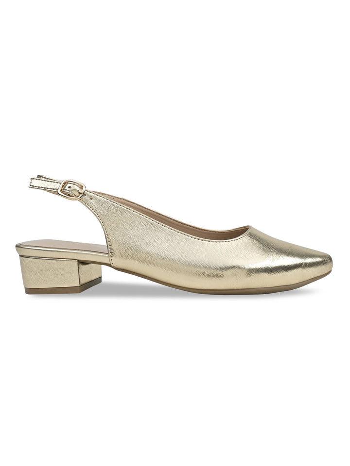 Rocia By Regal Gold Women Sling Back Pumps