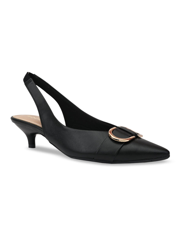 Rocia By Regal Black Women Buckled Kitten Heel Slingbacks