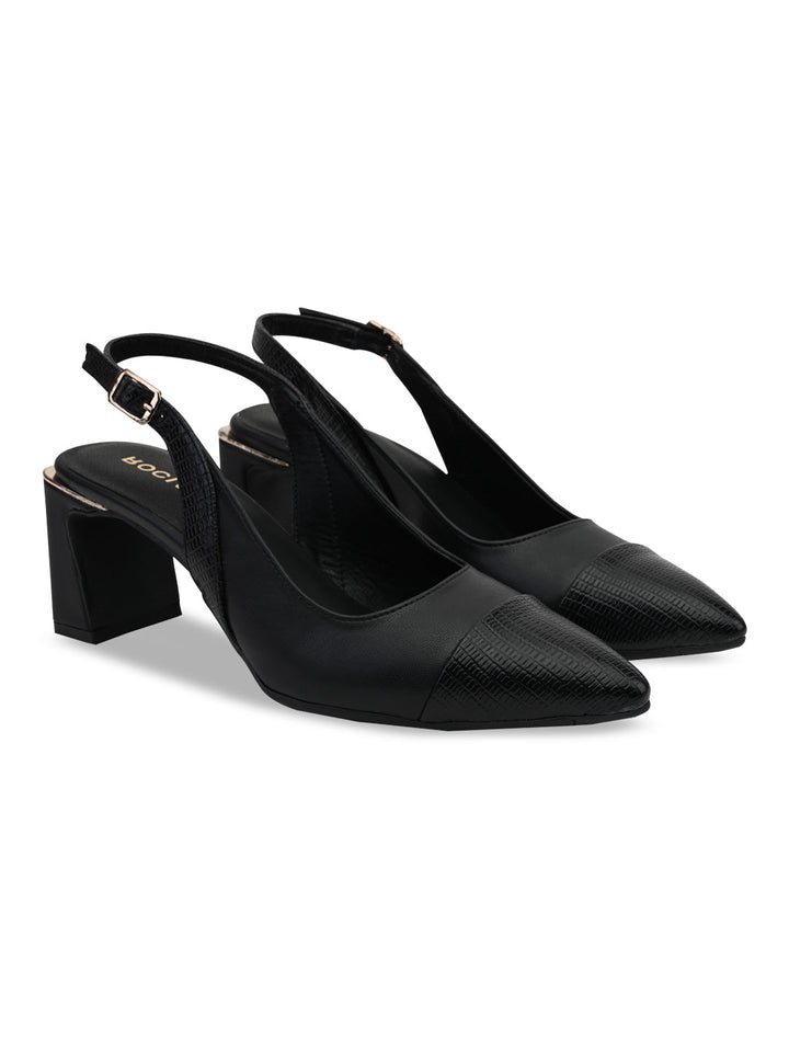 Rocia By Regal Black Women Block Heel Slingbacks