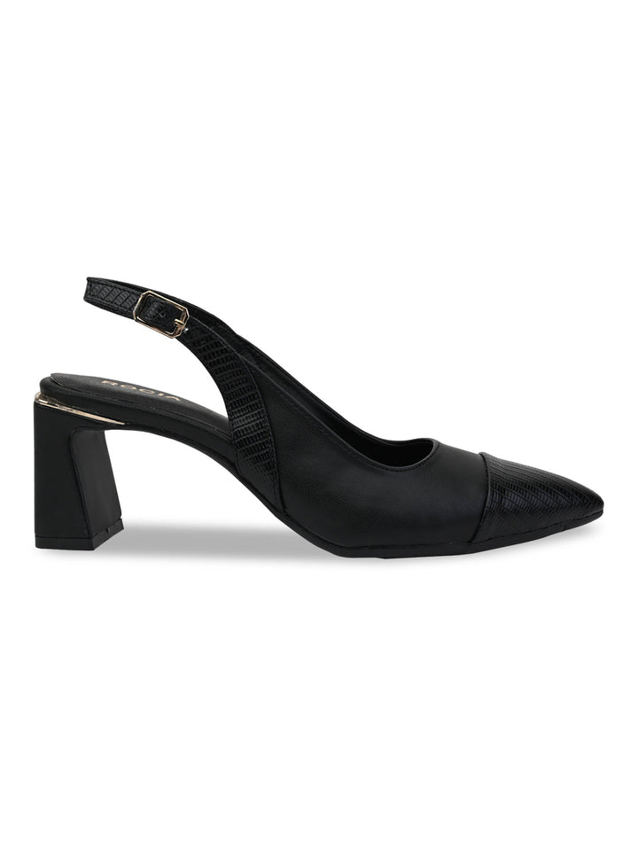 Rocia By Regal Black Women Block Heel Slingbacks