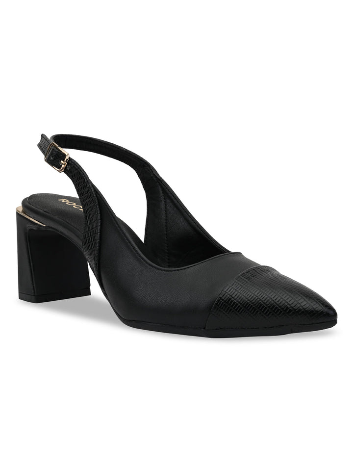 Rocia By Regal Black Women Block Heel Slingbacks