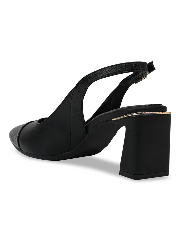 Rocia By Regal Black Women Block Heel Slingbacks