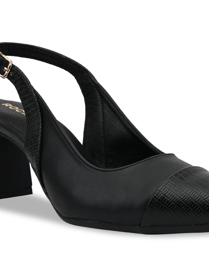 Rocia By Regal Black Women Block Heel Slingbacks