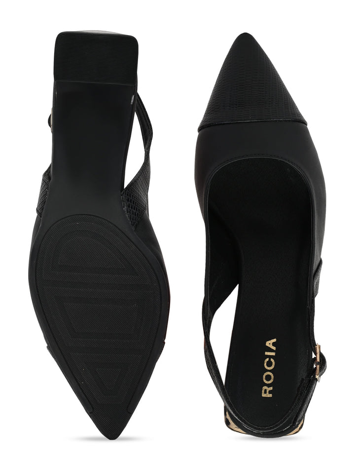 Rocia By Regal Black Women Block Heel Slingbacks