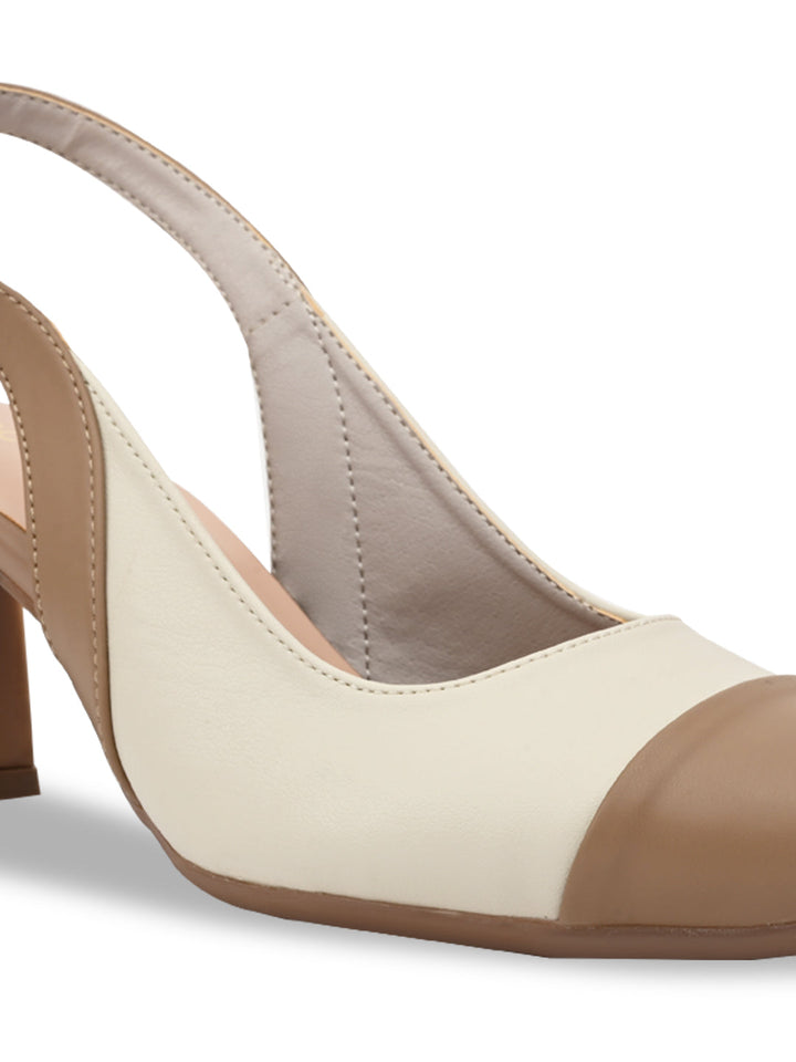 Rocia By Regal Ivory Women Block Heel Slingbacks