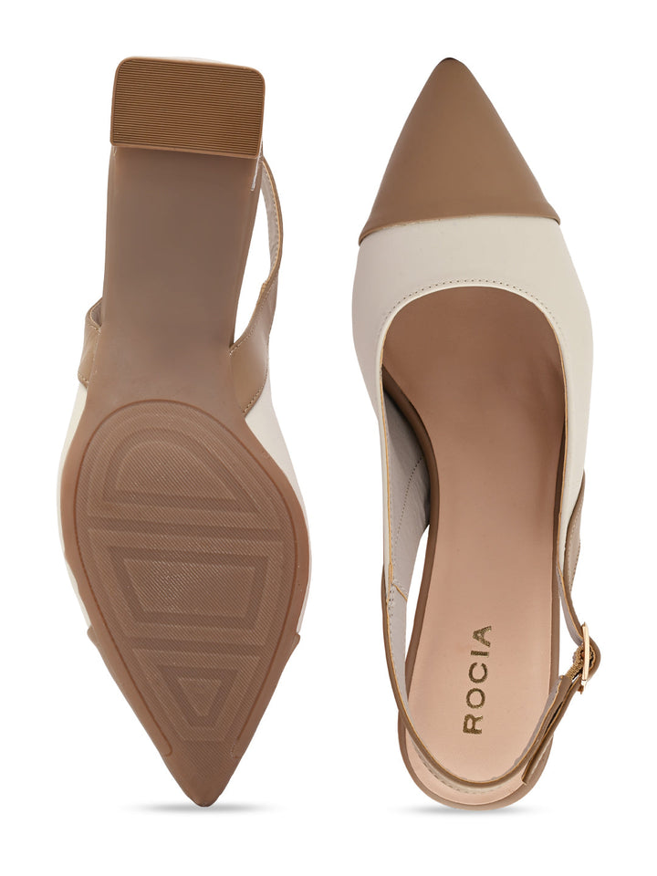 Rocia By Regal Ivory Women Block Heel Slingbacks