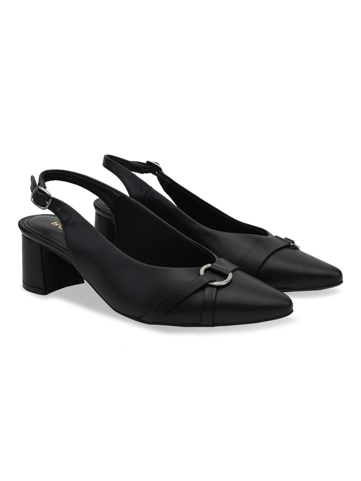 Rocia By Regal Black Women Block Heel Slingbacks