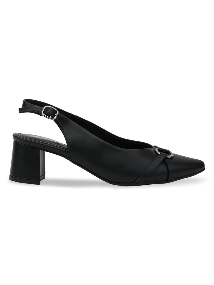 Rocia By Regal Black Women Block Heel Slingbacks