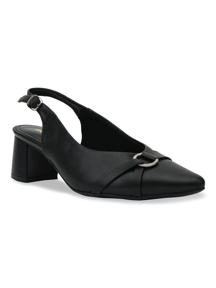 Rocia By Regal Black Women Block Heel Slingbacks