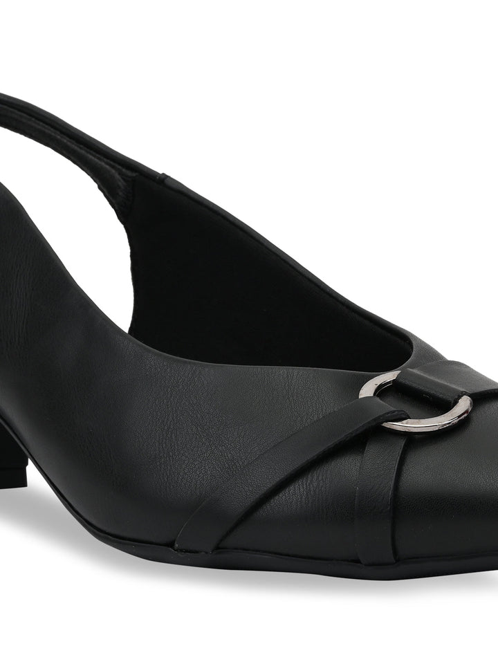 Rocia By Regal Black Women Block Heel Slingbacks