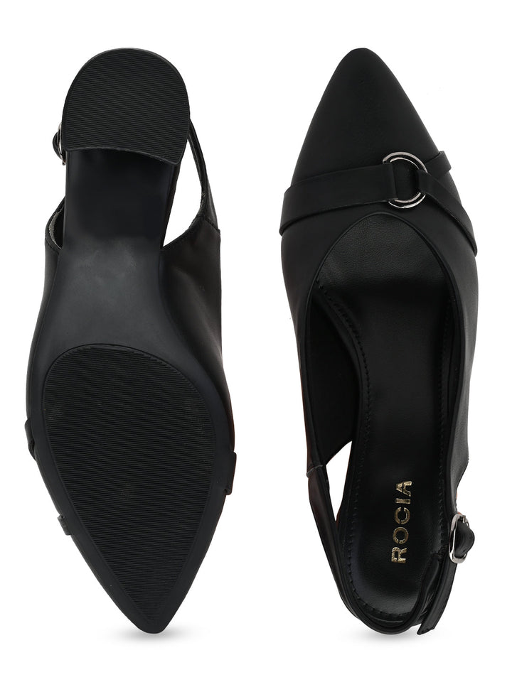 Rocia By Regal Black Women Block Heel Slingbacks