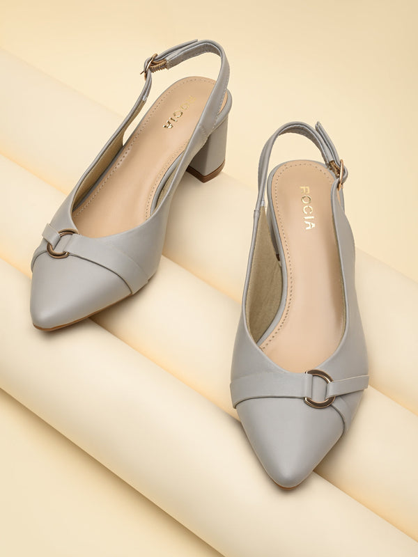Rocia By Regal Grey Women Block Heel Slingbacks