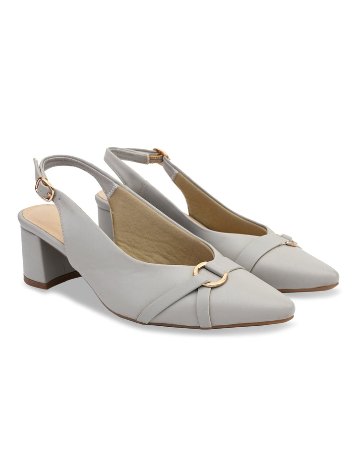Rocia By Regal Grey Women Block Heel Slingbacks