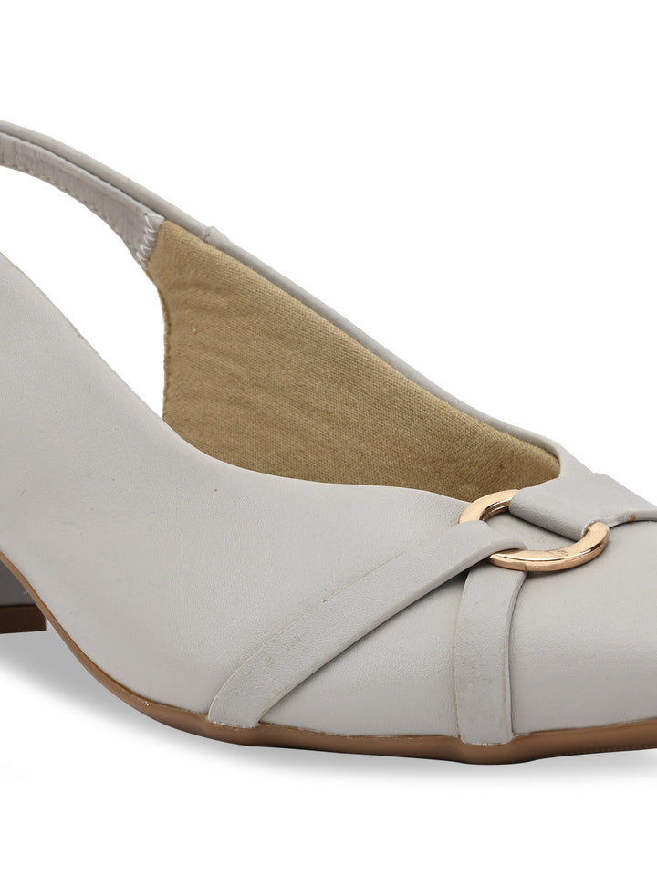 Rocia By Regal Grey Women Block Heel Slingbacks