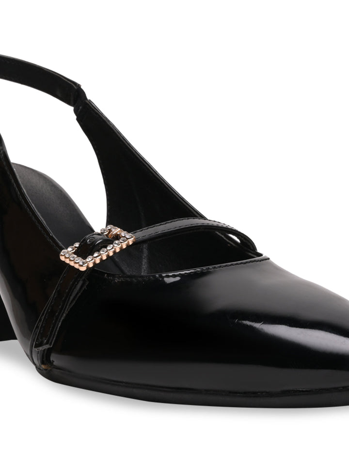 Rocia By Regal Black Women High Heel Sling Back Pumps