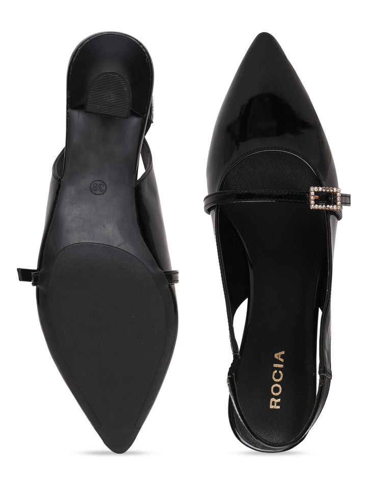 Rocia By Regal Black Women High Heel Sling Back Pumps
