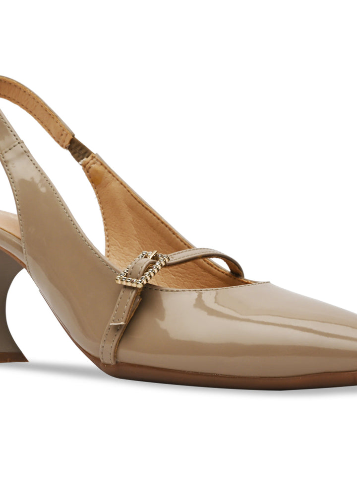 Rocia By Regal Taupe Women High Heel Sling Back Pumps