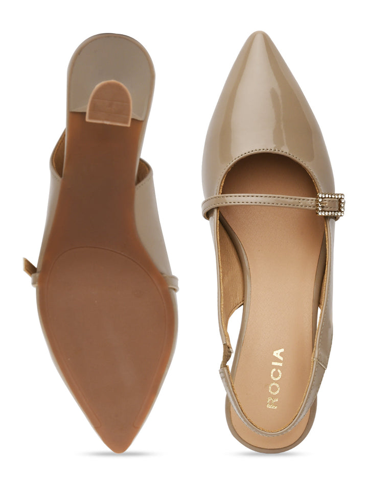 Rocia By Regal Taupe Women High Heel Sling Back Pumps