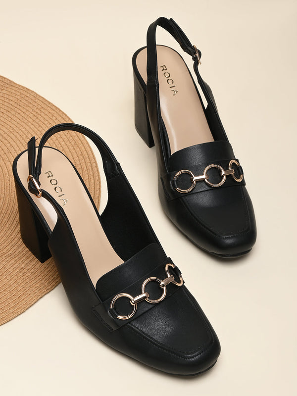 Rocia By Regal Black Women Sling Back Pumps