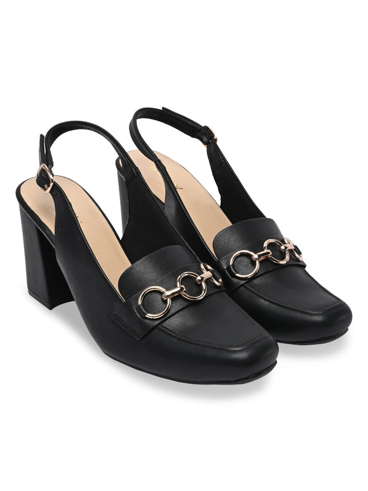 Rocia By Regal Black Women Sling Back Pumps