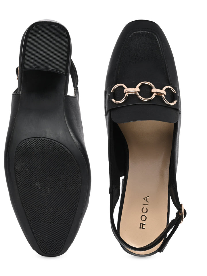 Rocia By Regal Black Women Sling Back Pumps